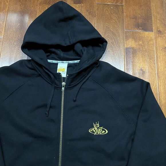 PNB Nation Vintage Y2K Hip-Hop Streetwear Full Zip Black Hoodie Men's Size 3XL - Picture 3 of 9